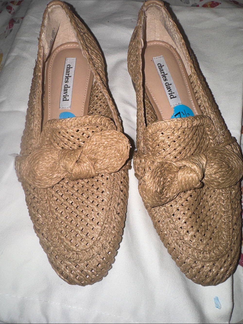 NEW! Charles David Woven Bow Loafers in Tan Brand New! In Bloomingdales
